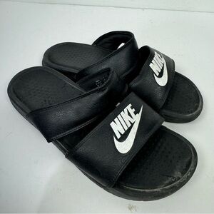Nike Black Slides Sandals Summer Pool Beach Slip On